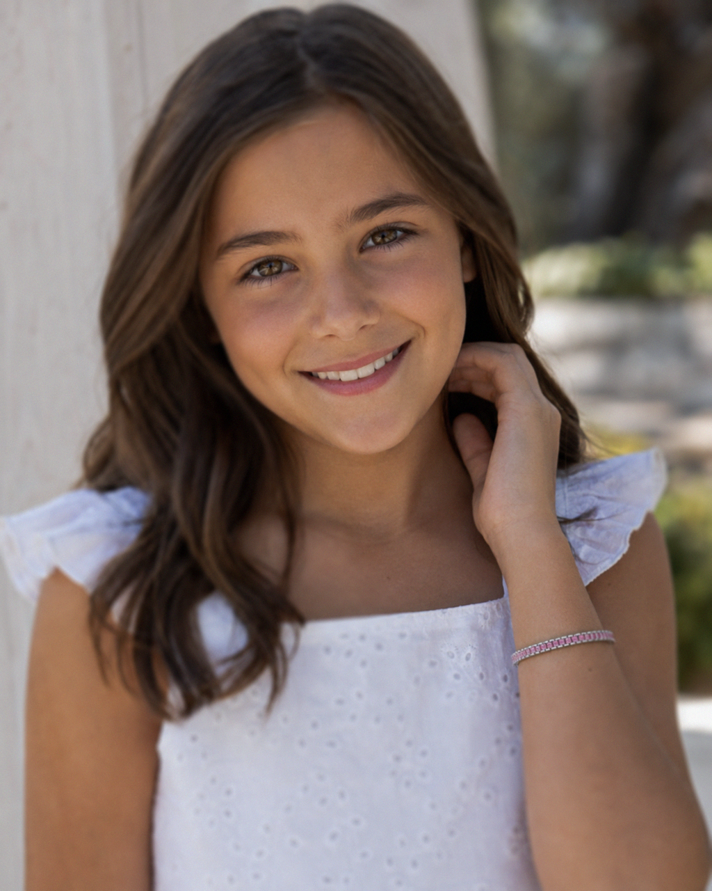 Children's Sterling Silver Pink Cubic Zirconia Brickwork Bracelet