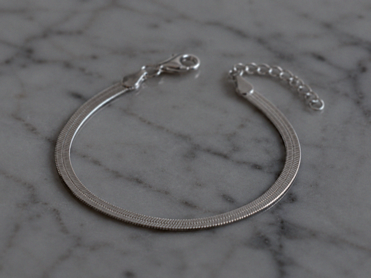 Sterling Silver HerringboneBracelet 3.5mm | Flat Snake Chain Bracelet