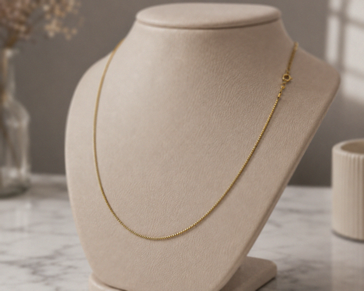 9ct Yellow Gold Venetian Box Chain Necklace (41-46cm)