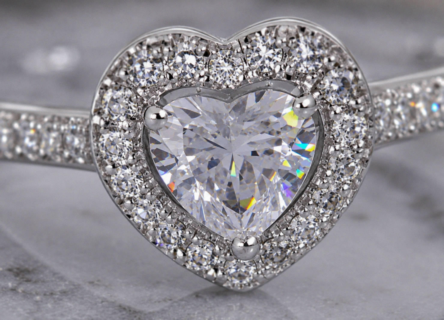 Diamonfire Sterling Silver Cubic Zirconia Heart Halo Ring
