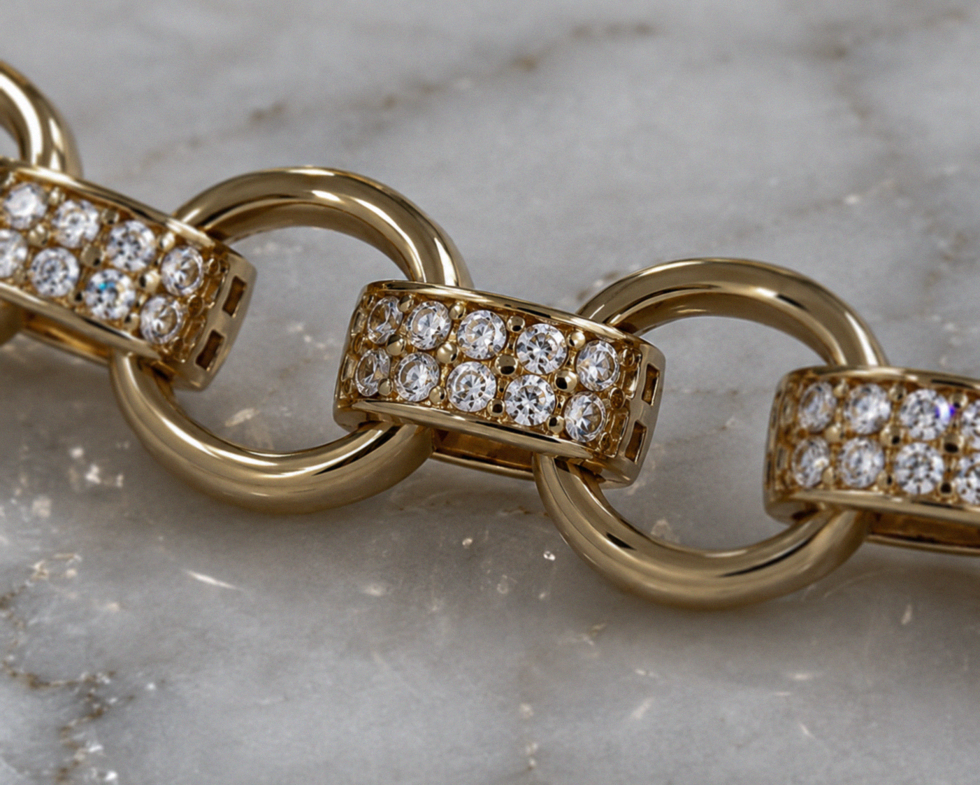 Men’s 9ct Yellow Gold Cubic Zirconia Belcher Bracelet 8.5 Inch