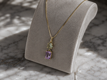 9ct Yellow Gold Toi et Moi Quartz & Amethyst Pendant Necklace. (With chain)