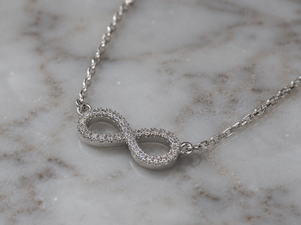 Sterling Silver Moissanite Infinity Pendant Necklace