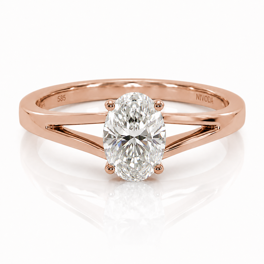 14ct Rose Gold 1.01ct Oval Diamond Solitaire Engagement Ring