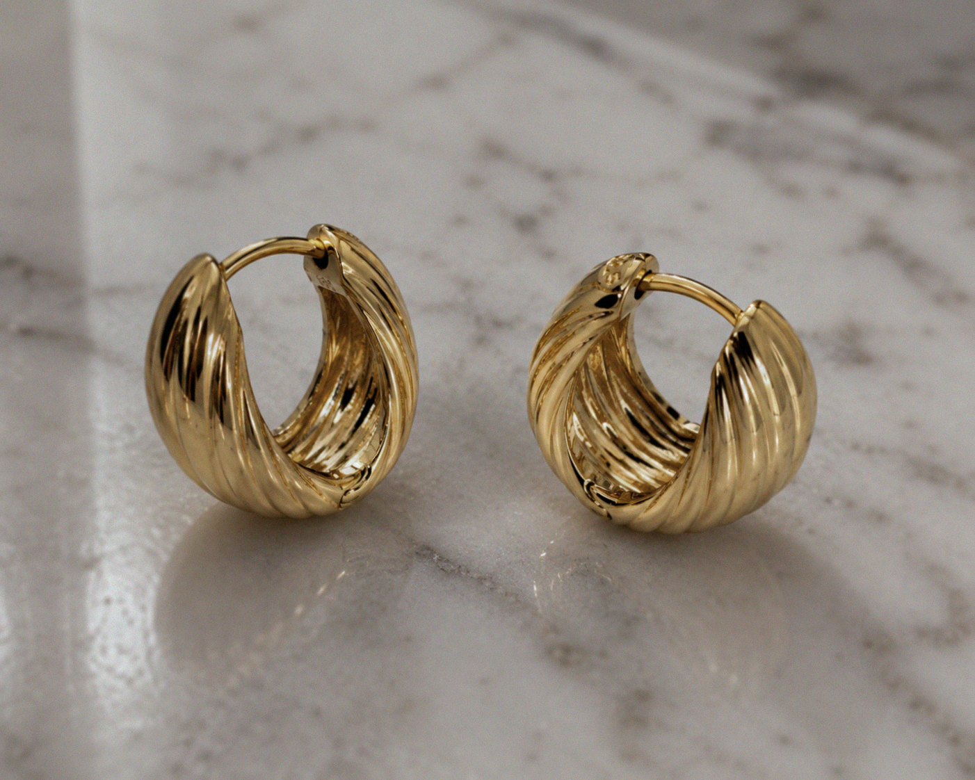 Chunky Rope Hoop Earrings in Gold Plated Sterling Silver