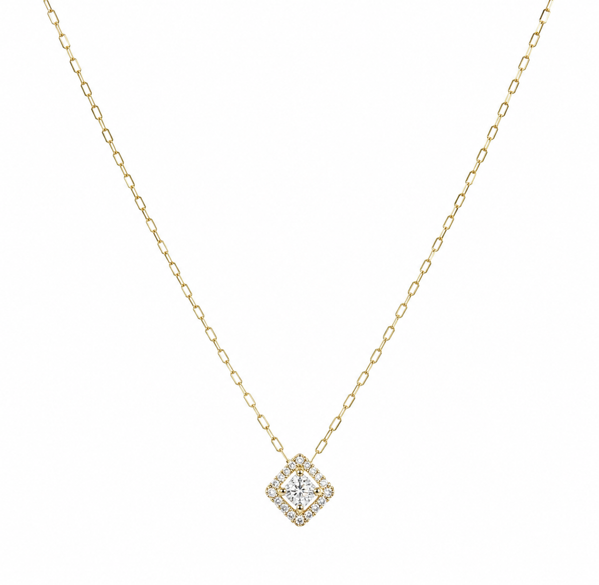 9ct Yellow Gold Cubic Zirconia Mini Square Necklace