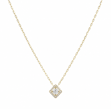 9ct Yellow Gold Cubic Zirconia Mini Square Necklace