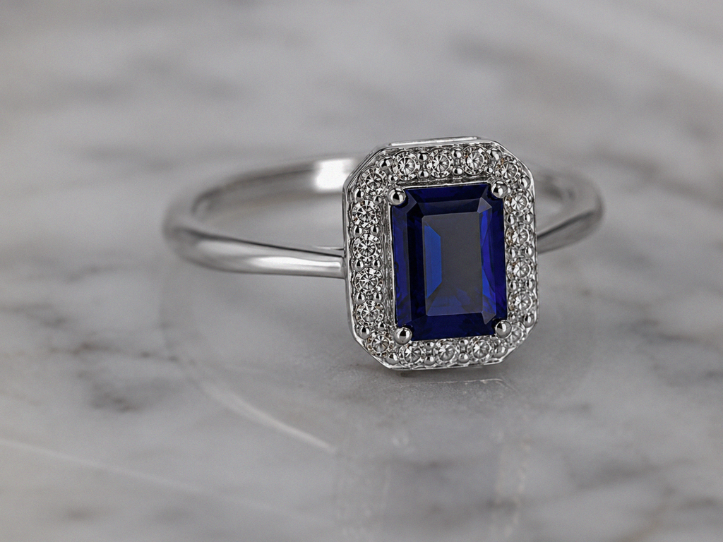 Geometric Halo Ring – Sapphire CZ & Diamonfire Zirconia