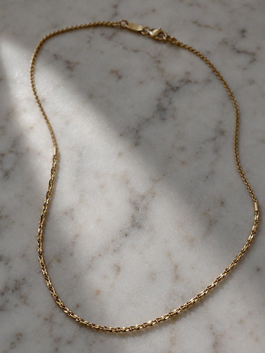 Diamond Cut Bead Bar Necklace in 9ct Yellow Gold