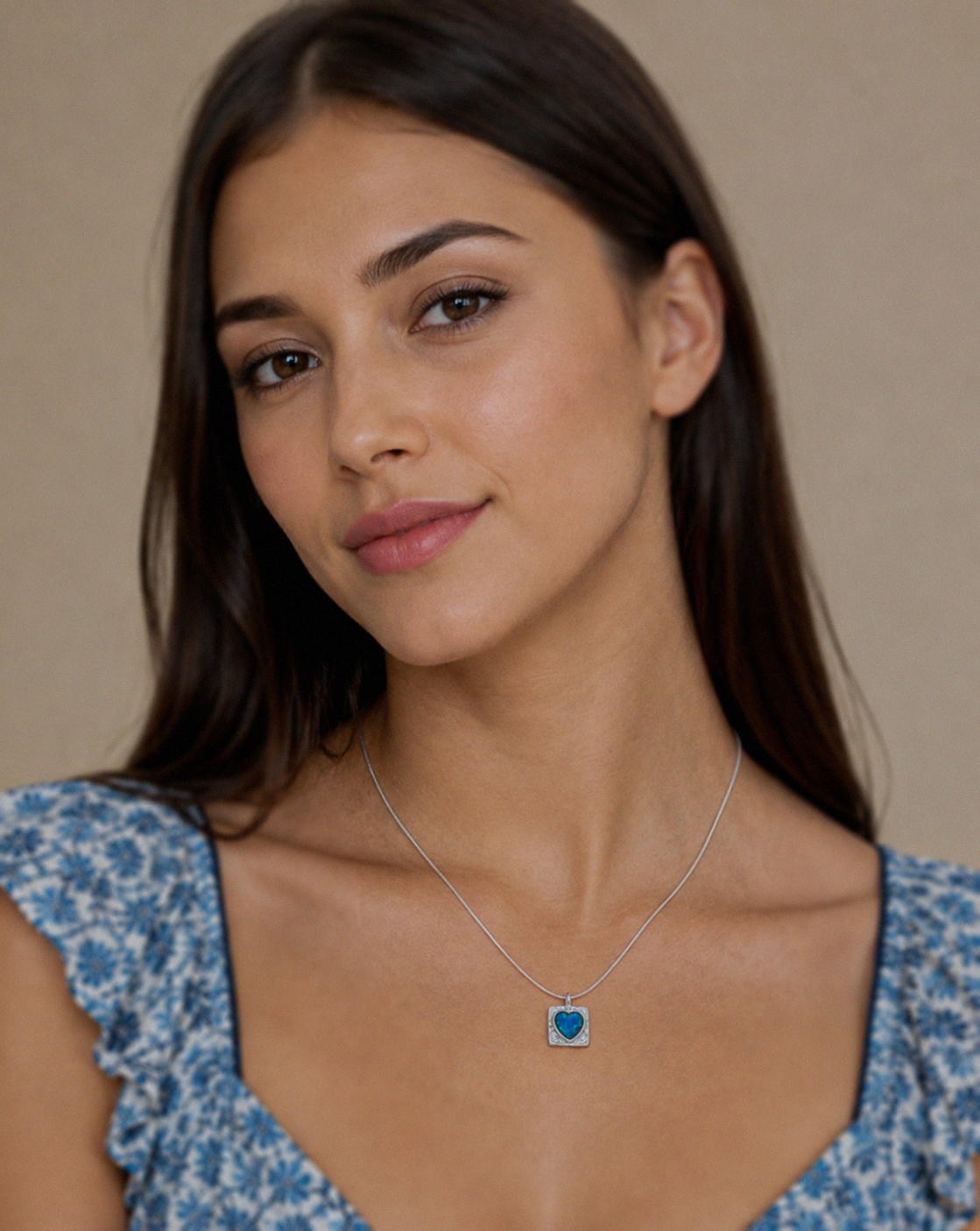 Banyan Sterling Silver Blue Opalite Heart Pendant Necklace