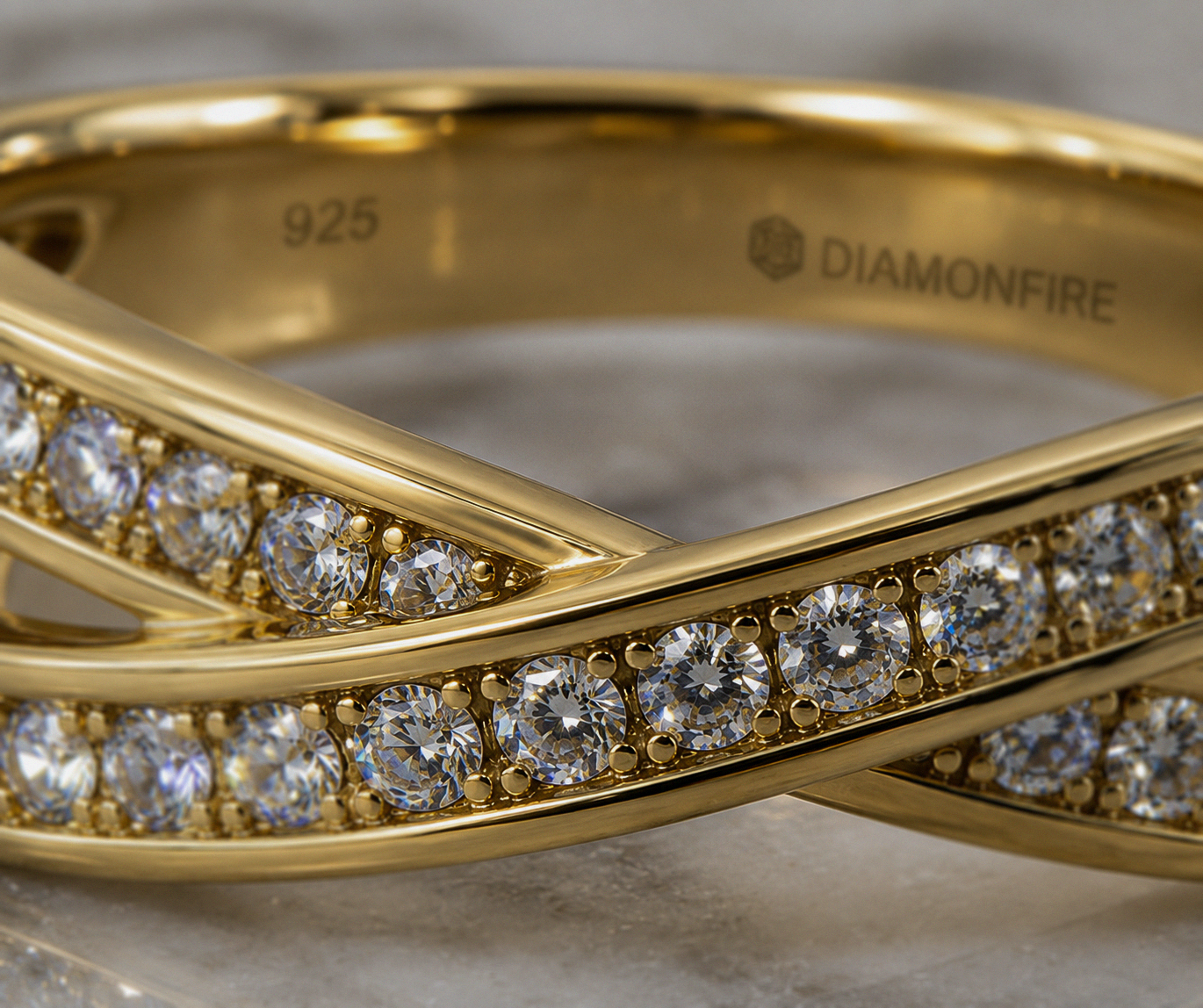 Diamonfire Gold-Plated Silver Cubic Zirconia Crossover Ring
