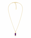 9ct Yellow Gold Elongated Amethyst Pendant Necklace