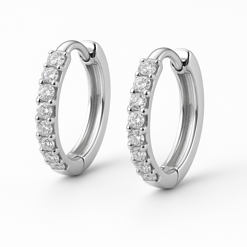 9ct Gold Diamond Pavé Hoop Earrings (Yellow & White Gold) – PRE ORDER