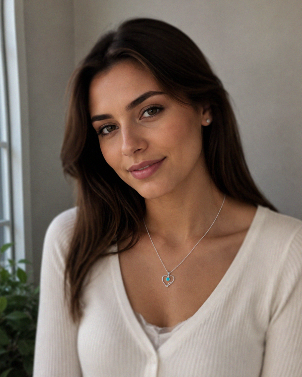 Banyan Blue Opalite Open Heart Pendant Necklace