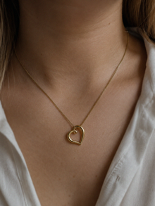 Organic Heart Pendant Necklace in 9ct Yellow Gold