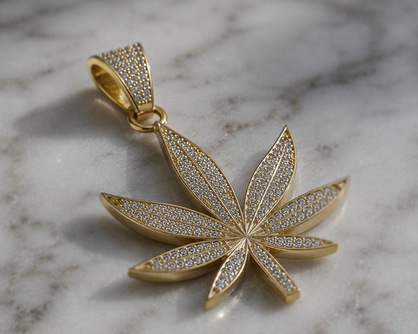 9ct Yellow Gold CZ Leaf Pendant