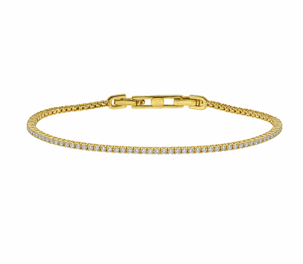 Diamonfire Yellow Gold Plated Sterling Silver Round Cut Zirconia Tennis Bracelet