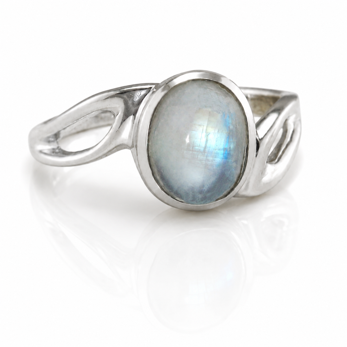 Banyan Sterling Silver Rainbow Moonstone Wave Ring