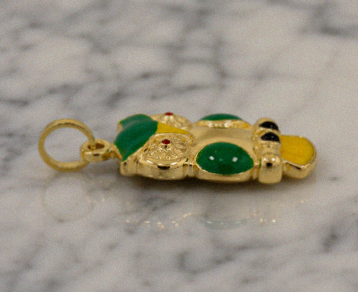 9ct Yellow Gold Enamel Owl Pendant Charm