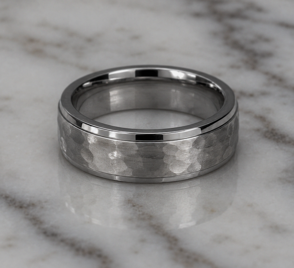 Stainless Steel Hammered Finish Band Ring