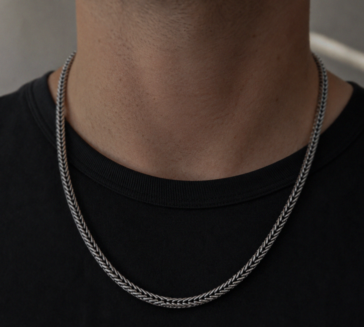 Fred Bennett Oxidised Sterling Silver Foxtail Chain