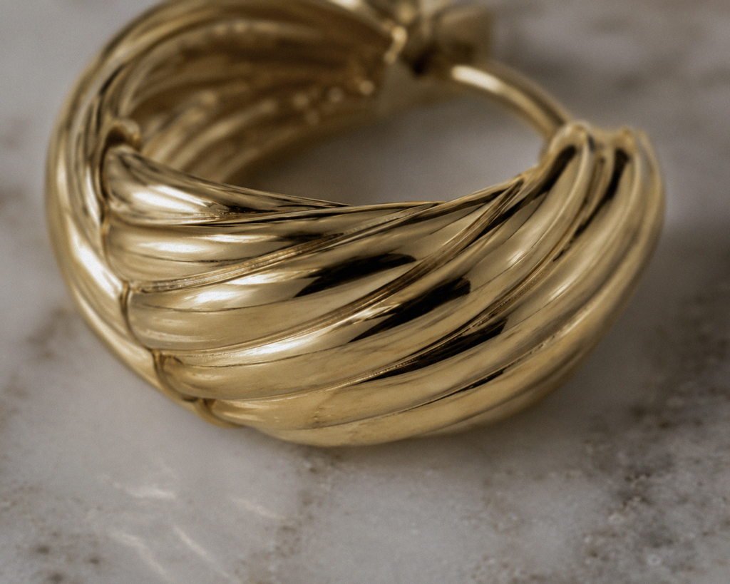 Chunky Rope Hoop Earrings in Gold Plated Sterling Silver