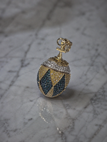 18ct White Gold 3ct diamond Fabergé Egg Charm.