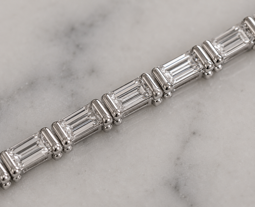 Diamonfire Sterling Silver Baguette Cut Zirconia Tennis Bracelet