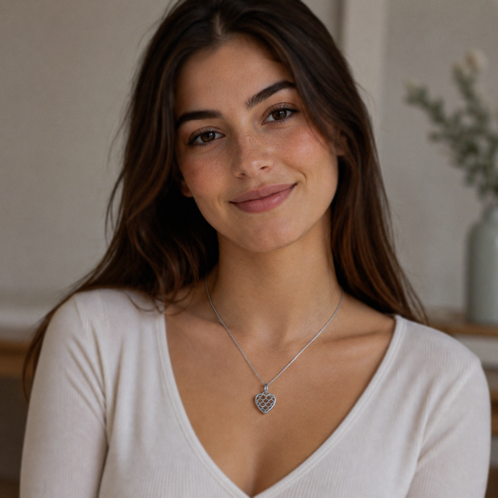 Sterling Silver ‘Forever in My Heart’ Heart Pendant Necklace