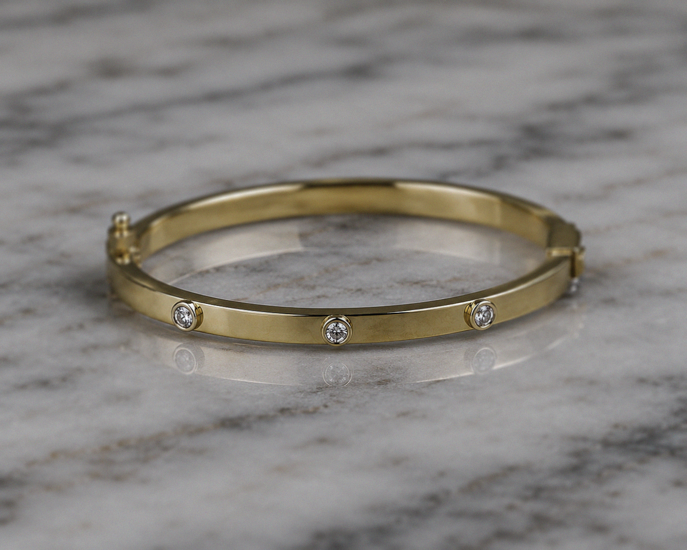 9ct Yellow Gold Children’s CZ Set Hinged Bangle