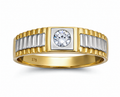 9ct Yellow Gold Brickwork CZ Men’s Ring