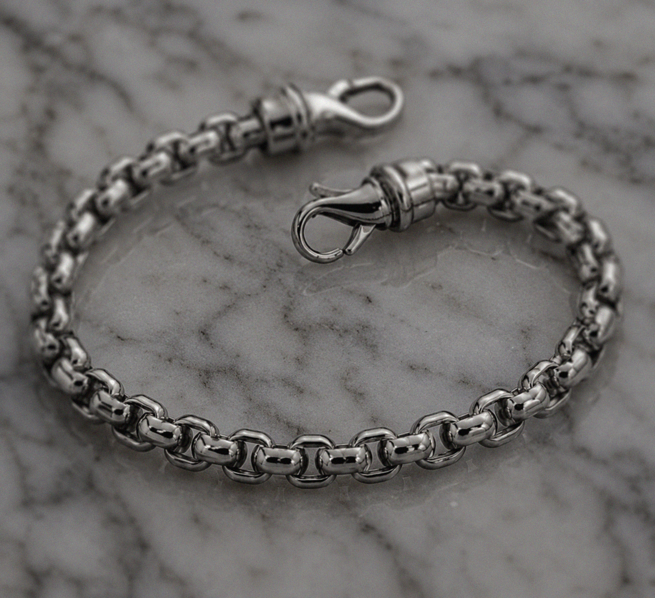 Men’s Large Belcher Link Bracelet – Polished Stainless Steel