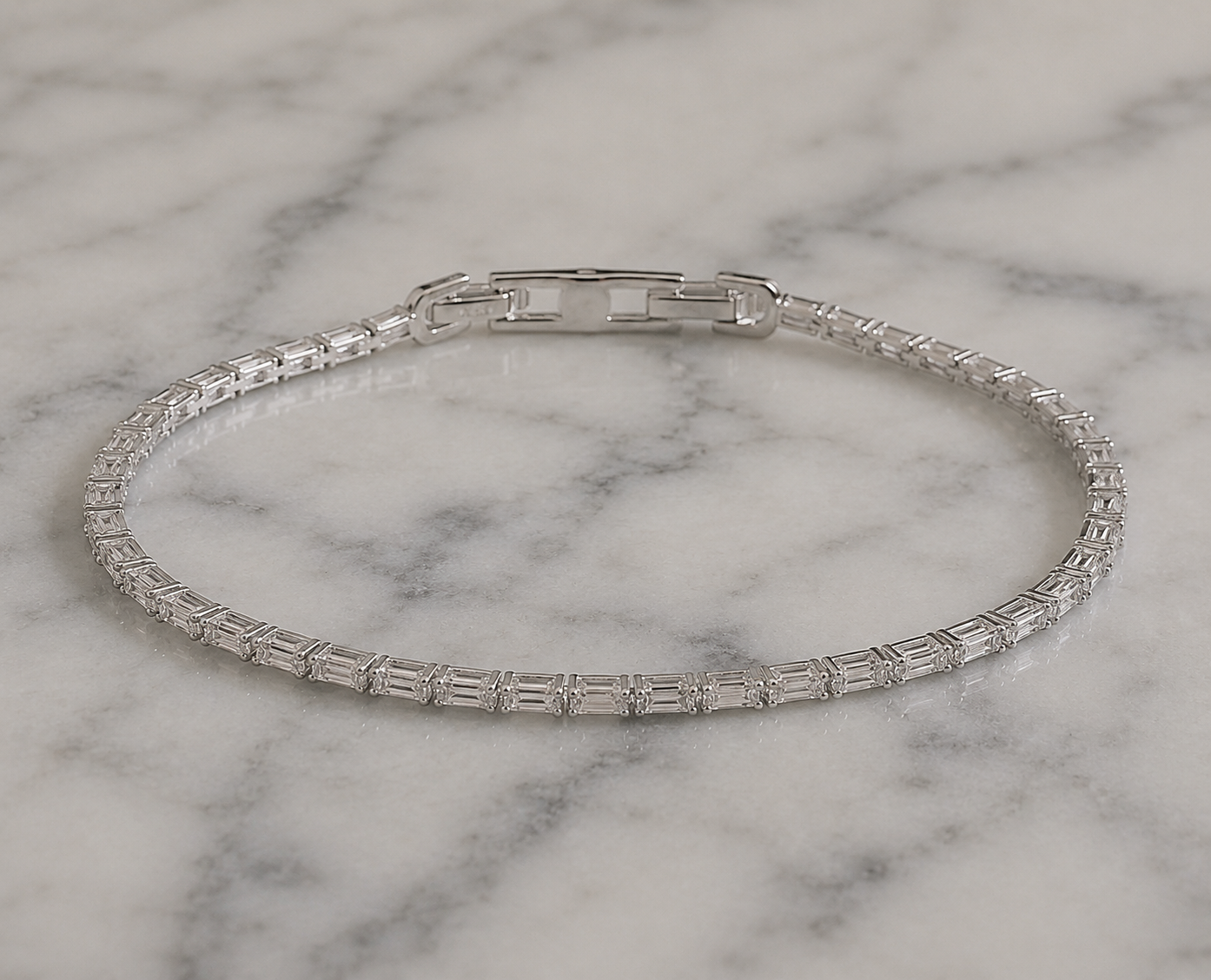 Diamonfire Sterling Silver Baguette Cut Zirconia Tennis Bracelet