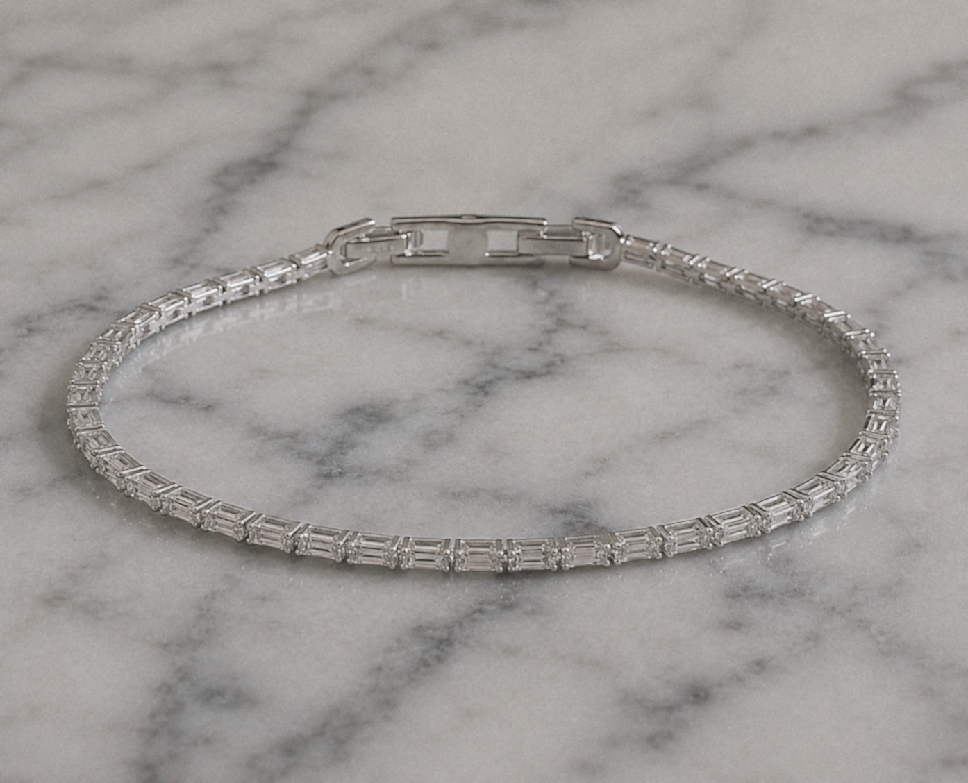 Diamonfire Sterling Silver Baguette Cut Zirconia Tennis Bracelet