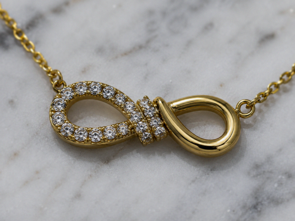 Sterling Silver Cubic Zirconia Infinity Necklace