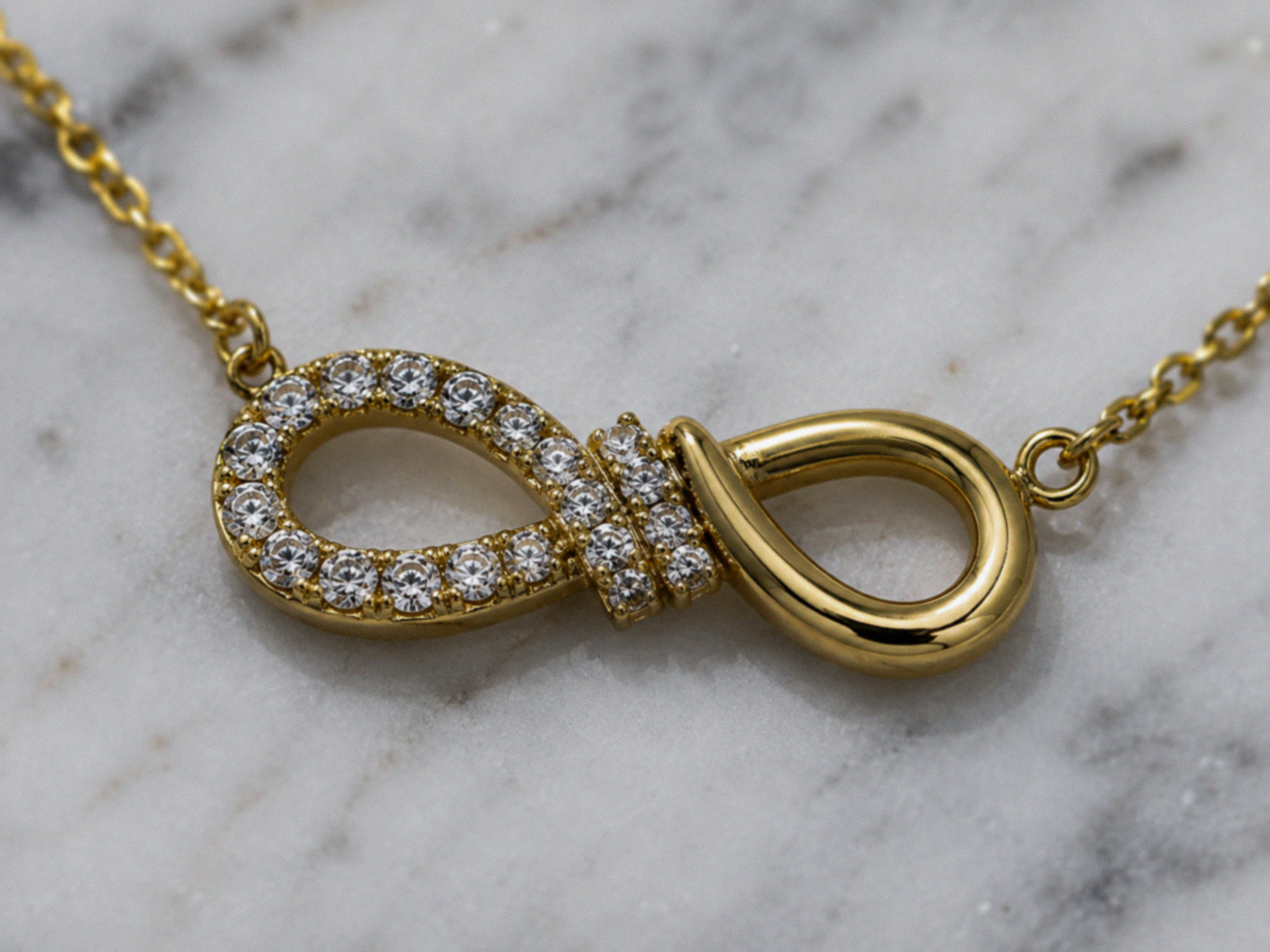 Sterling Silver Cubic Zirconia Infinity Necklace