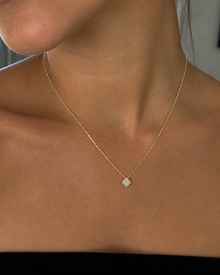 9ct Yellow Gold Cubic Zirconia Mini Square Necklace