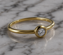 Rounded Bezel Natural Diamond Ring in 9ct Yellow Gold