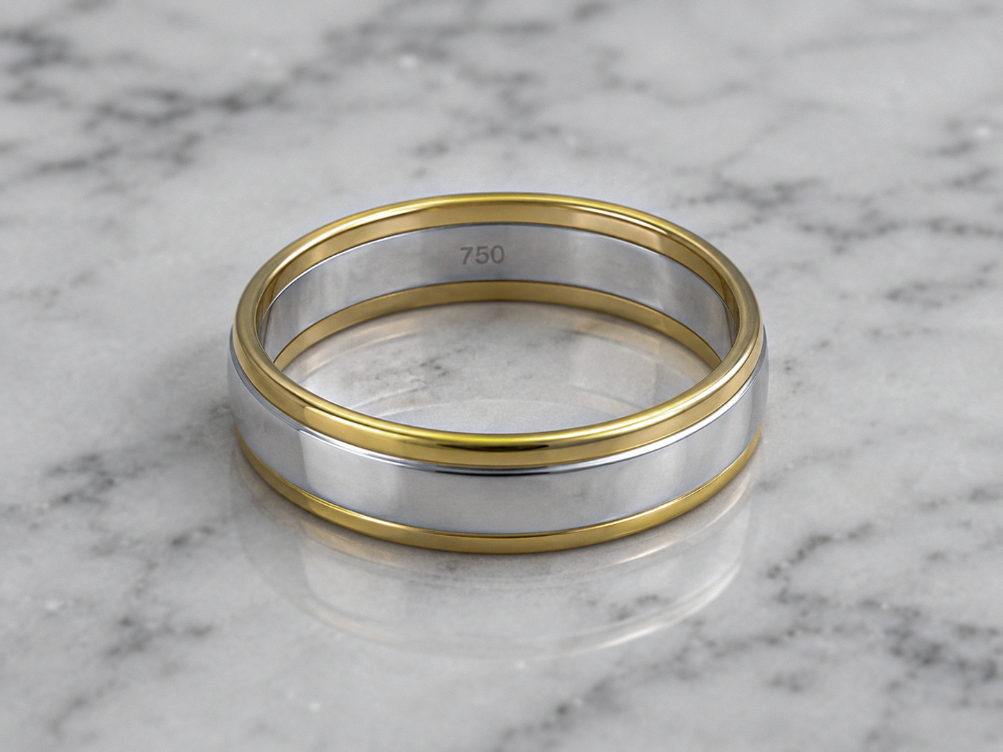 5mm Two-Colour 18ct Gold Wedding Band