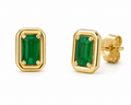 Chunky Emerald Stud Earrings in 9ct Yellow Gold