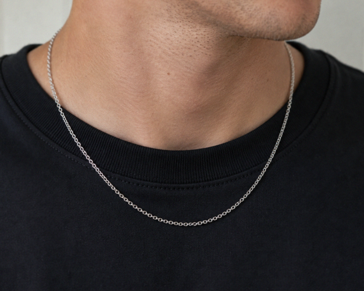 9ct White Gold Diamond-Cut Oval Belcher Chain