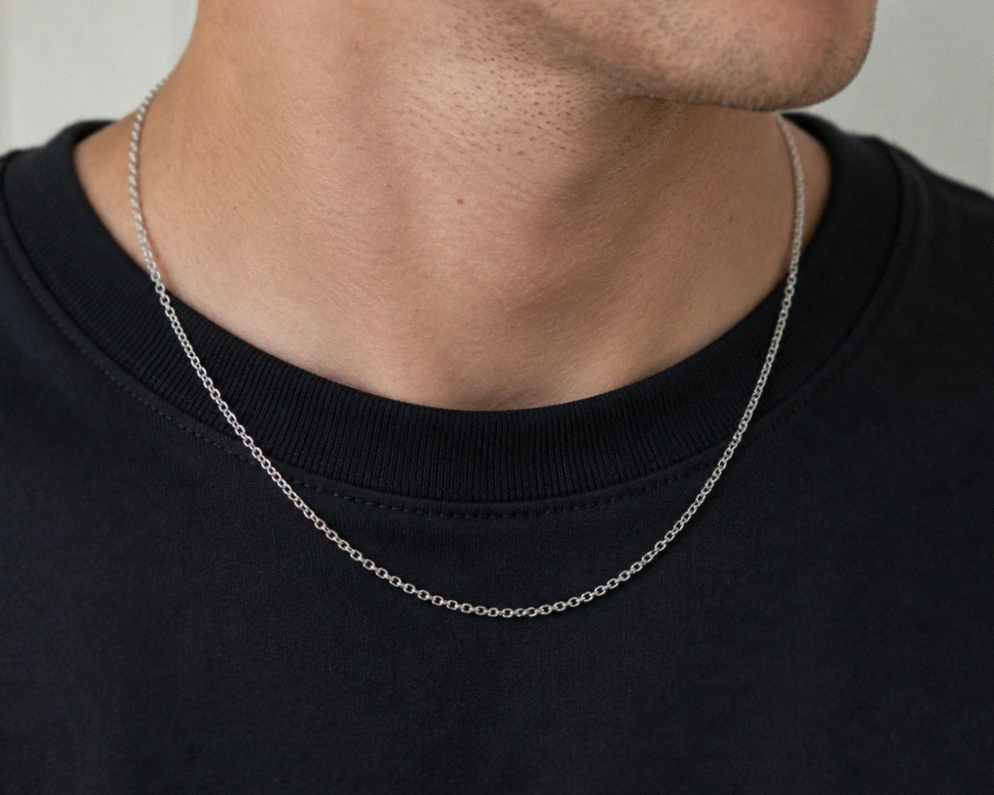 9ct White Gold Diamond-Cut Oval Belcher Chain