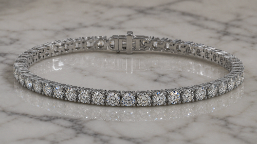 14ct White Gold 3ct Natural Diamond Tennis Bracelet 7 Inch