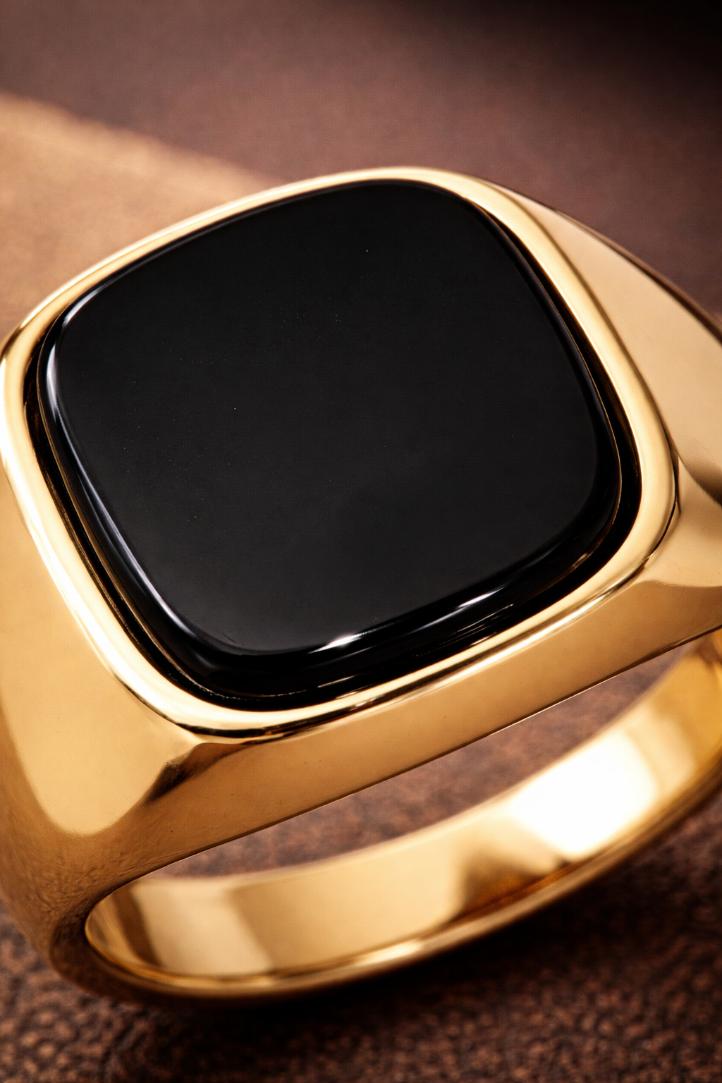 Heavy 9ct Yellow Gold Black Onyx Signet Ring – Cushion Cut | 8g Solid Gold