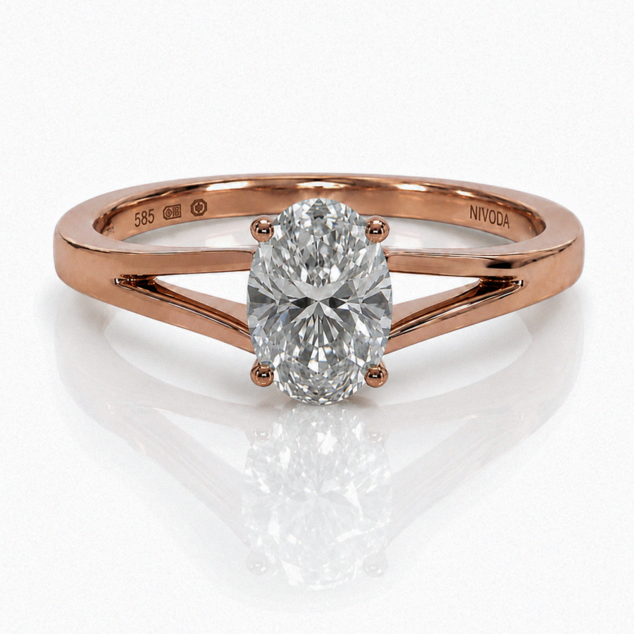 14ct Rose Gold 1.01ct Oval Diamond Solitaire Engagement Ring
