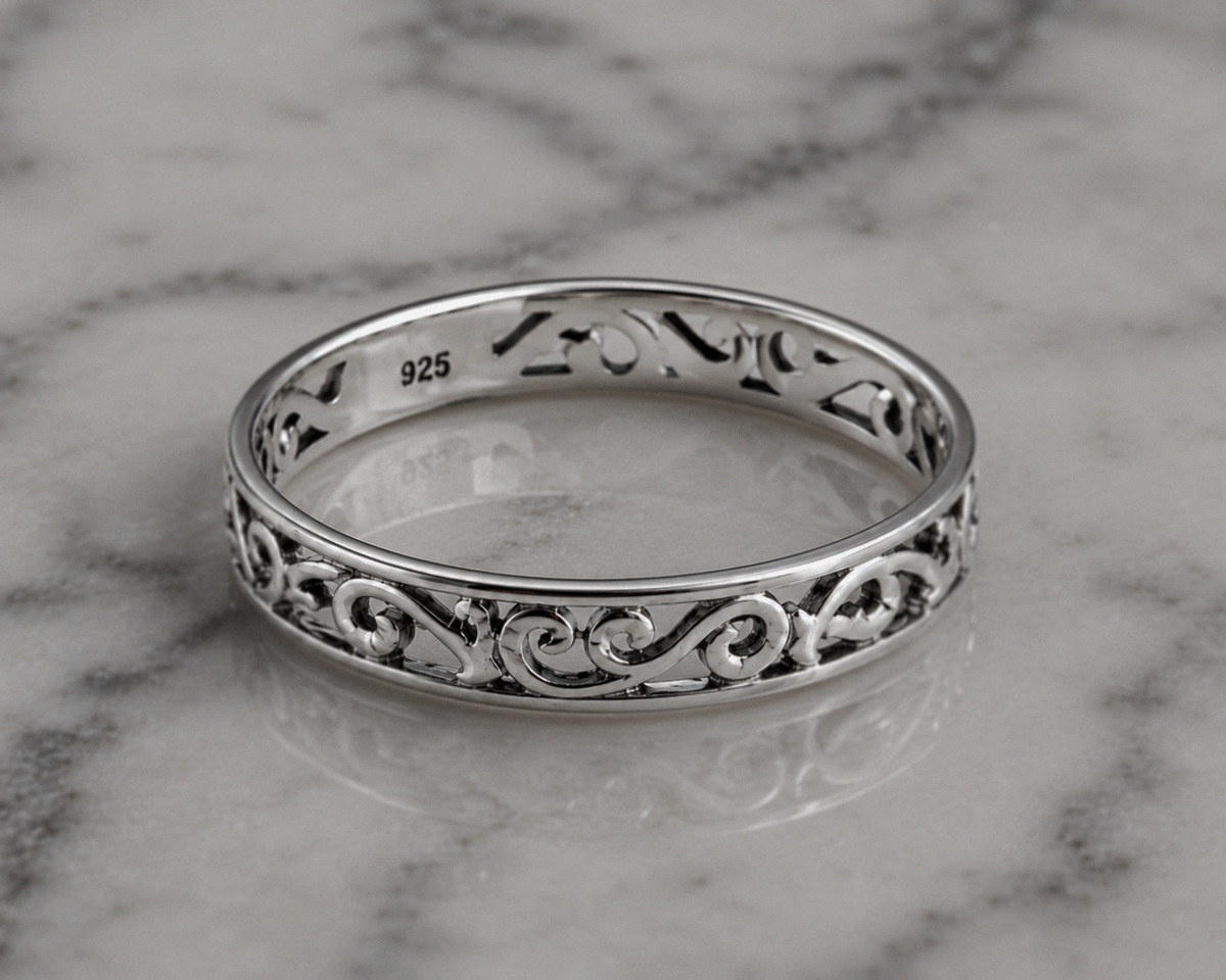 Filigree Sterling Silver Band Ring