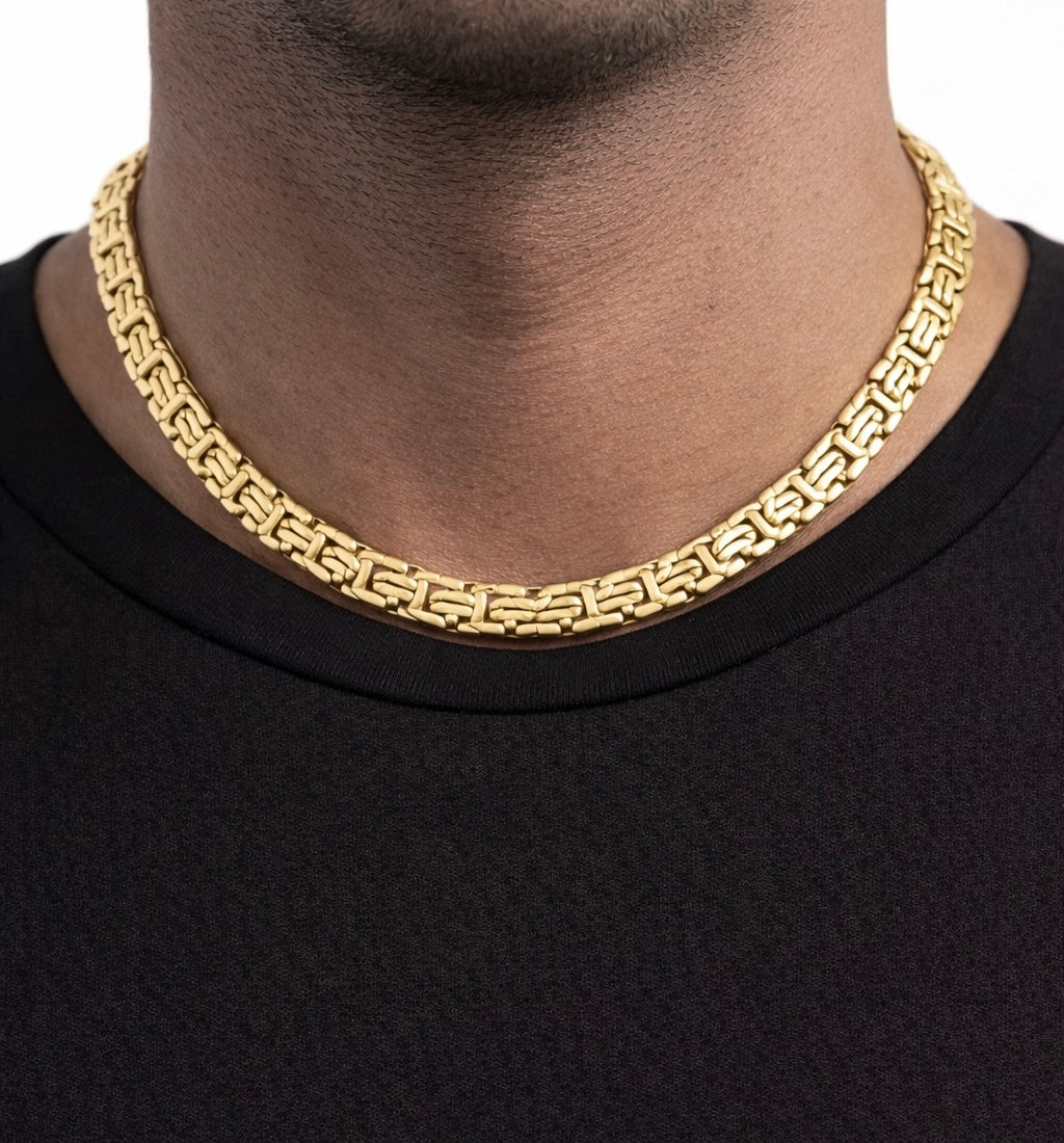 9ct Yellow Gold Flat Byzantine Chain Necklace – 22” | Solid Gold