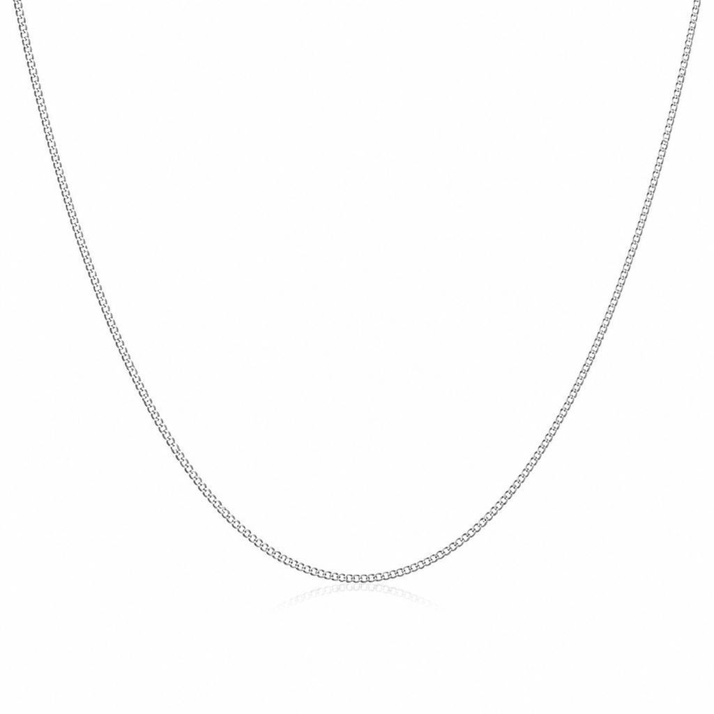 9ct White Gold Diamond-Cut Curb Chain