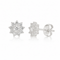 Silver Cubic Zirconia Cluster Stud Earrings