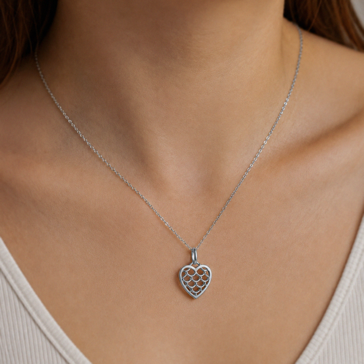 Sterling Silver ‘Forever in My Heart’ Heart Pendant Necklace